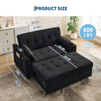 3 in 1 Convertible Sleeper Sofa Bed, Corduroy Futon Couches with Pull - Out Bed, Adjustable Backrest, Charging Port & Side Pockets, Modern Upholstered Sofa for Living Room, Guest Room