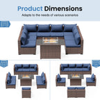 ELPOSUN Patio Furniture Set, Outdoor Patio Furniture Wicker Furniture Couch Set, 5 Pieces Outdoor Sectional Sofa, Patio Furniture Set, Outdoor Patio Set for Balcony Furniture (Grey)