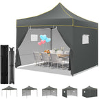 Hoteel 10x15 Heavy Duty Canopy Tent with 4 Sidewalls,Pop up Canopy for Parties Wedding,Commercial Easy up Gazebo with Roller Bag,UV 50+ &,Black