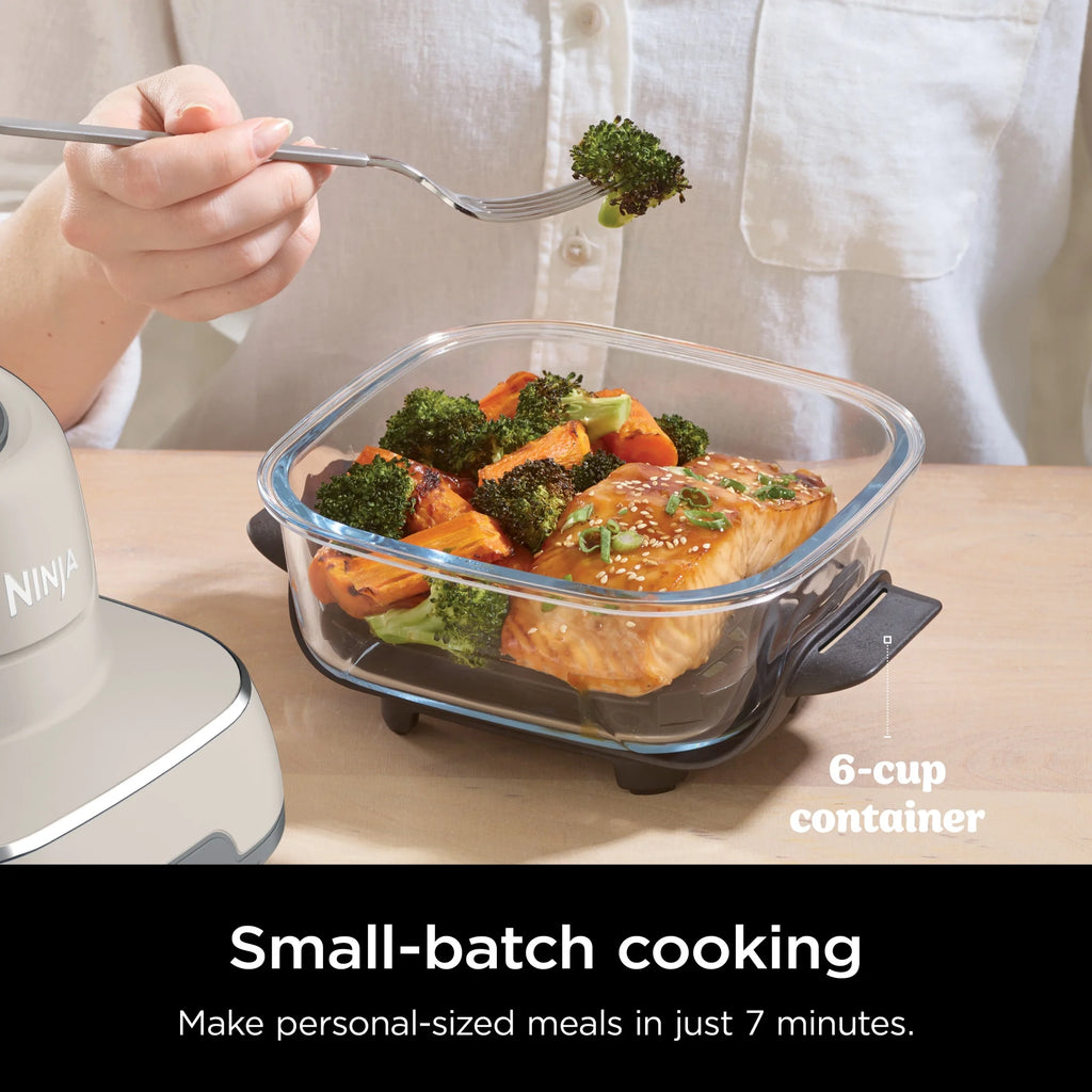 Ninja Crispi 4 - in - 1 Portable Glass Air Fryer Cooking System, 4 - Qt & 6 - Cup Containers, Cyberspace