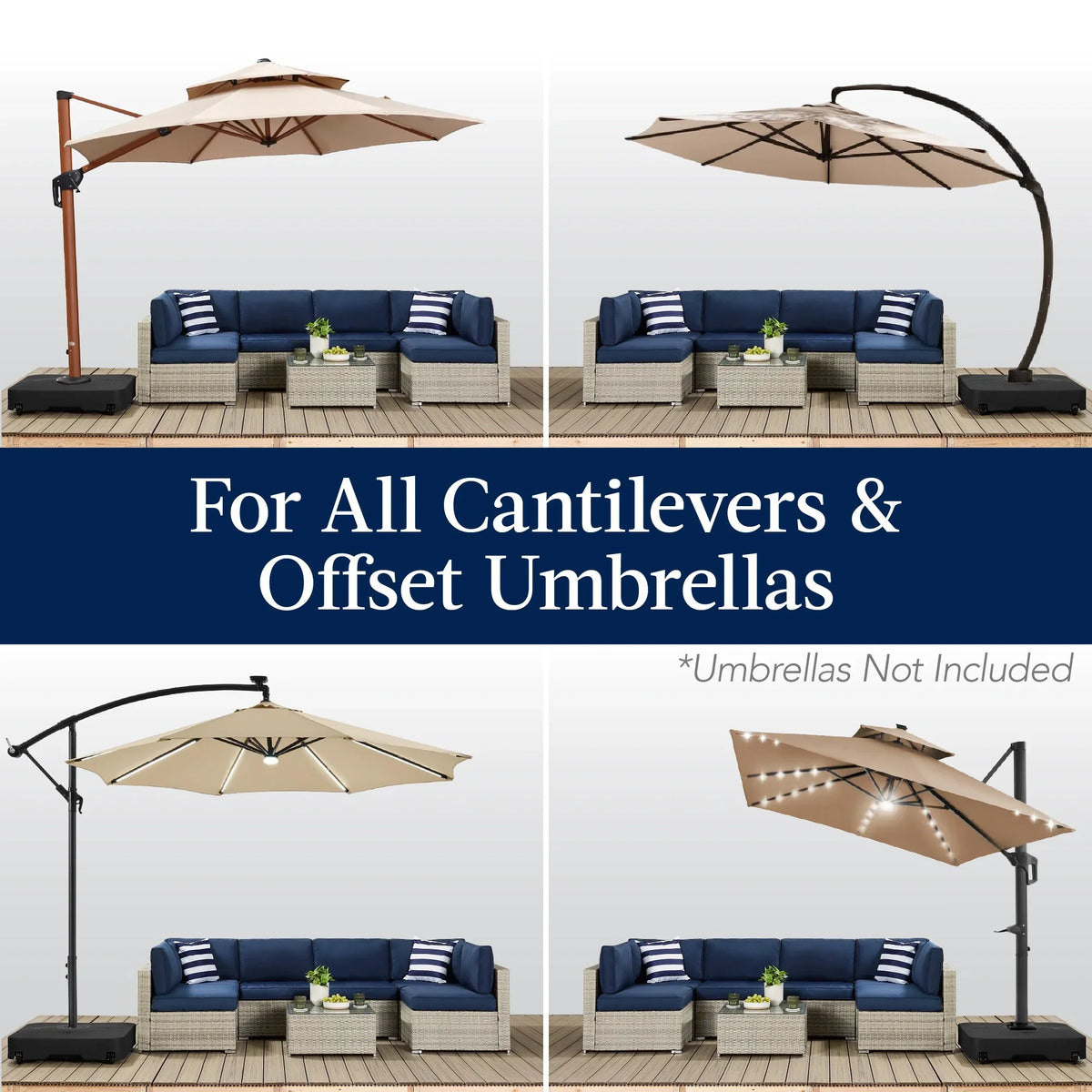 Best Choice Products Heavy-Duty Outdoor Cantilever Base Stand w/ Wheels, Locks, Fillable 330lb Capacity - Black