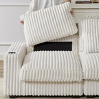 126W Large L-Shaped Corduroy Sofa with USB Charging Port