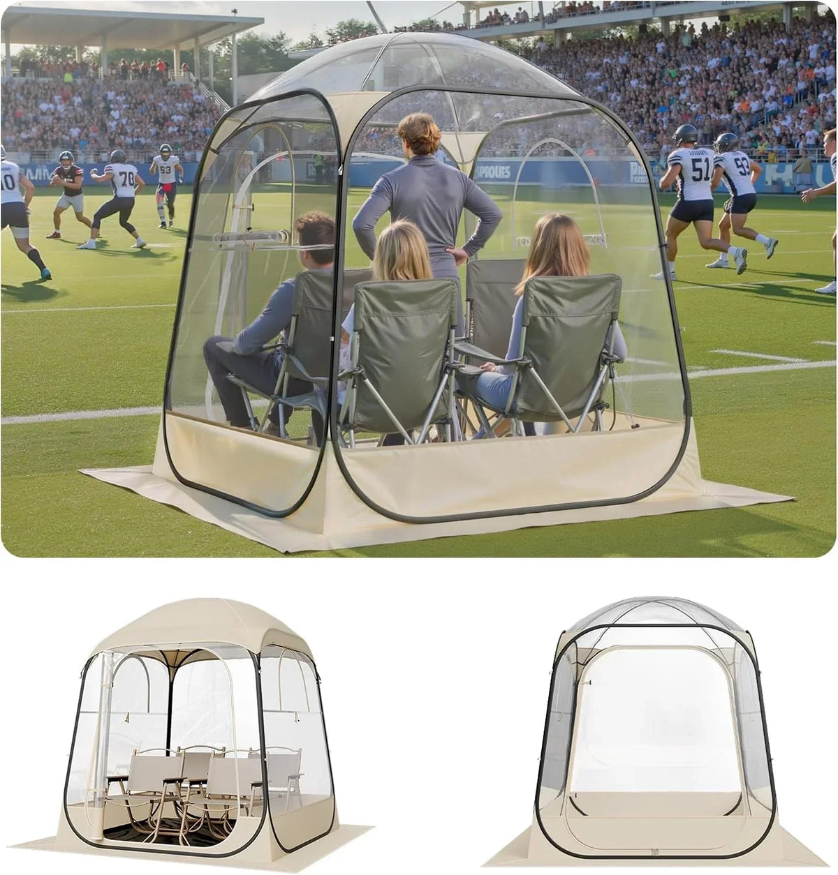 VEVOR Pop up Sports Tent, 8 Sizes Optional Clear Bubble Tent for 1-6 Person