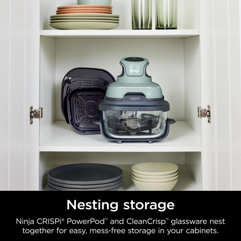 Ninja Crispi 4 - in - 1 Portable Glass Air Fryer Cooking System, 4 - Qt & 6 - Cup Containers, Cyberspace