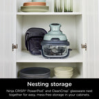 Ninja Crispi 4 - in - 1 Portable Glass Air Fryer Cooking System, 4 - Qt & 6 - Cup Containers, Cyberspace