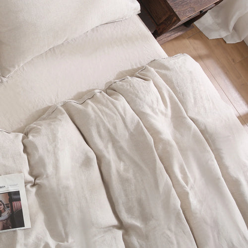 100% Pure Linen Duvet Cover with Button Closure and Corner Ties Soft & Breathable - Natural Full/Queen