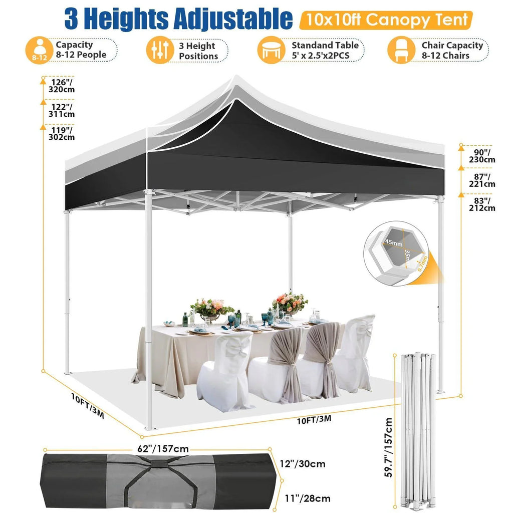 HOTEEL 10x15 Heavy Duty Canopy Tent ,Pop up Canopy for Parties Wedding,Commercial Easy up Gazebo with Roller Bag,UV 50+ &,White
