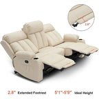 MCombo Faux Leather Electric Reclining Sofa with Heat and Massage - Models 6095/6075/6077