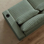 126W Large L-Shaped Corduroy Sofa with USB Charging Port