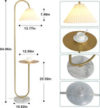 Modern Elegant with Tray Floor Lamp for Office Cafe Den Living Room Bedroom, Foot Switch and Brass/Gold Finish, Light Yellow Pleated Cloth Lampshade