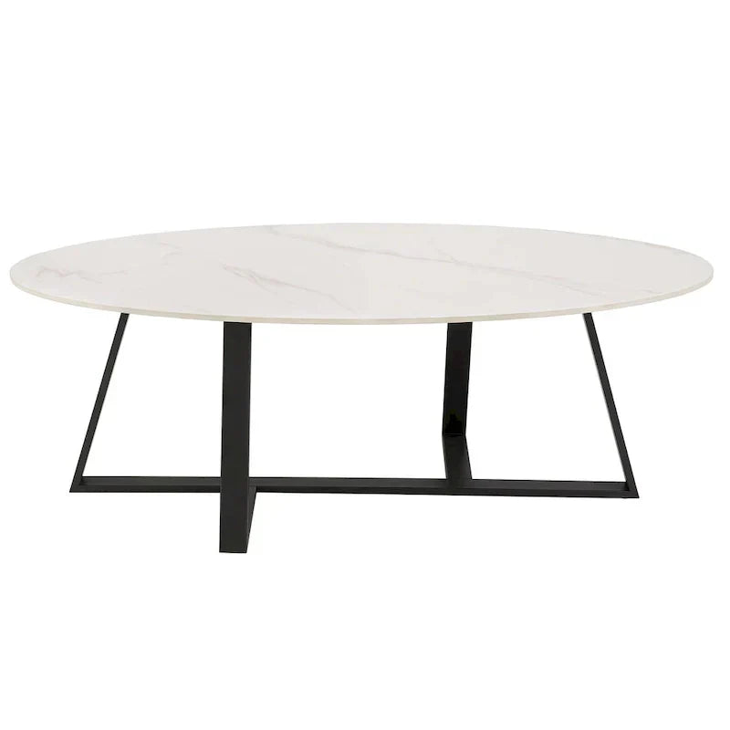 iNSPIRE Q Modern Jurmala Glossy Sintered Stone Tables with Grey Metal Base