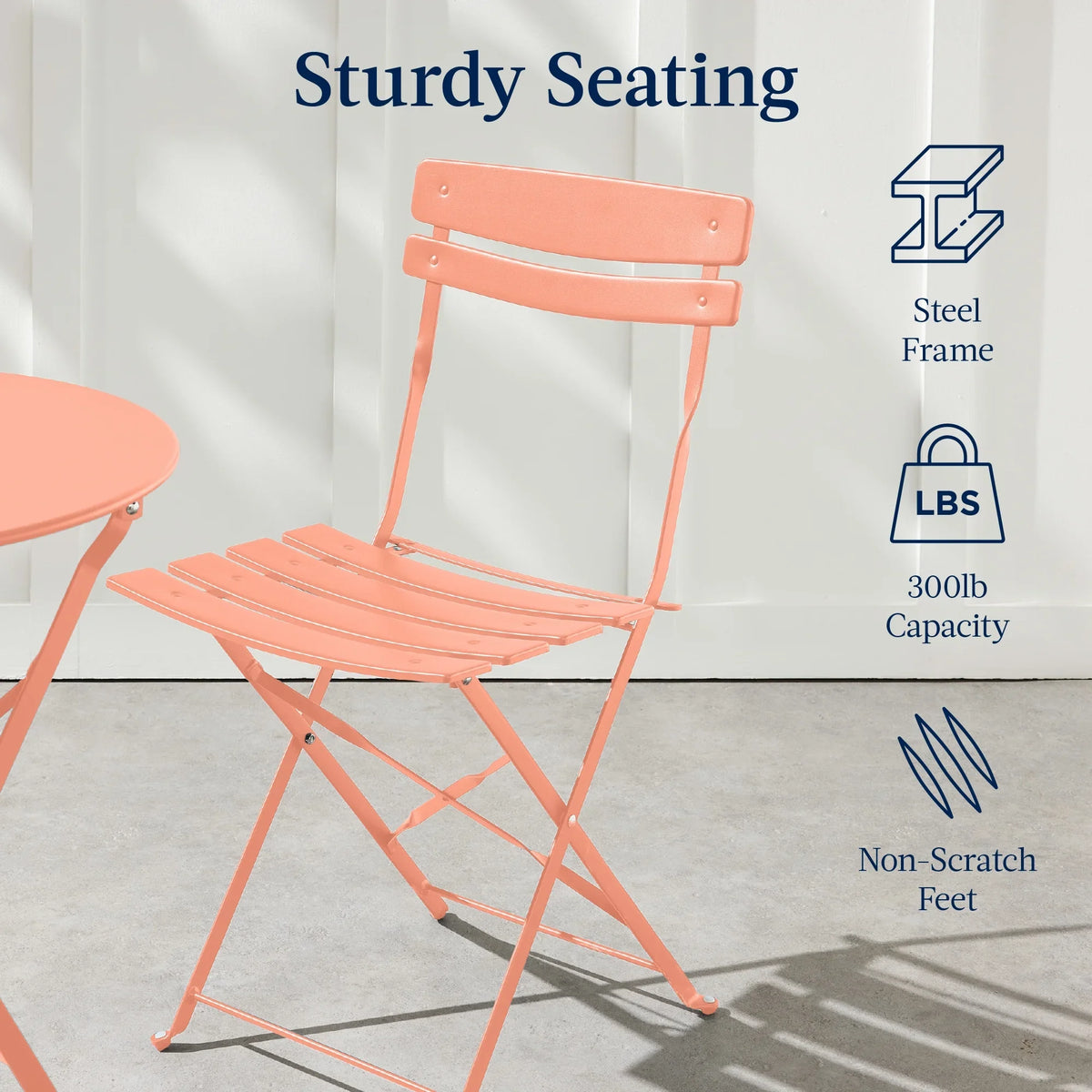 Best Choice Products 3-Piece Small Bistro Set, Folding Patio Furniture Set of 2 Chairs and Table - Black