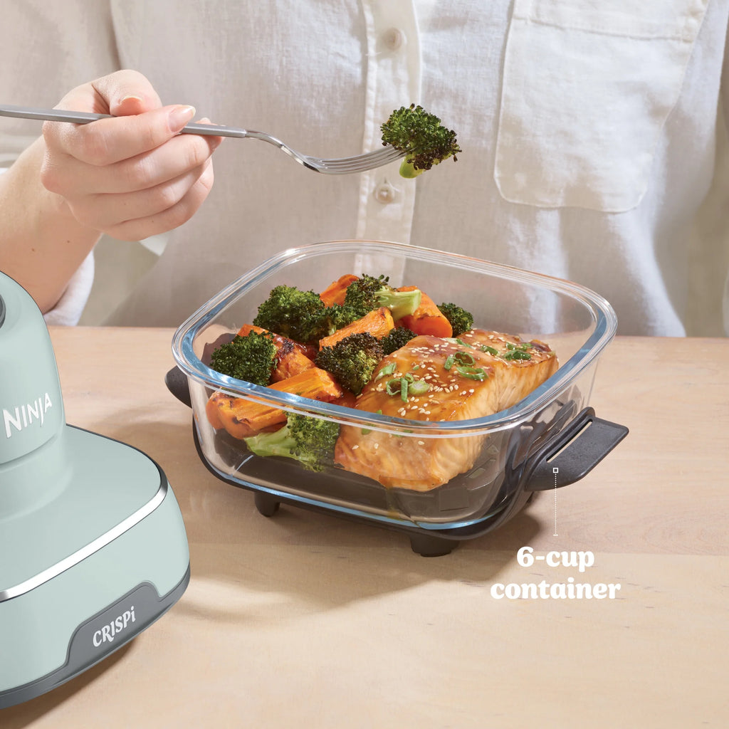 Ninja Crispi 4 - in - 1 Portable Glass Air Fryer Cooking System, 4 - Qt & 6 - Cup Containers, Cyberspace