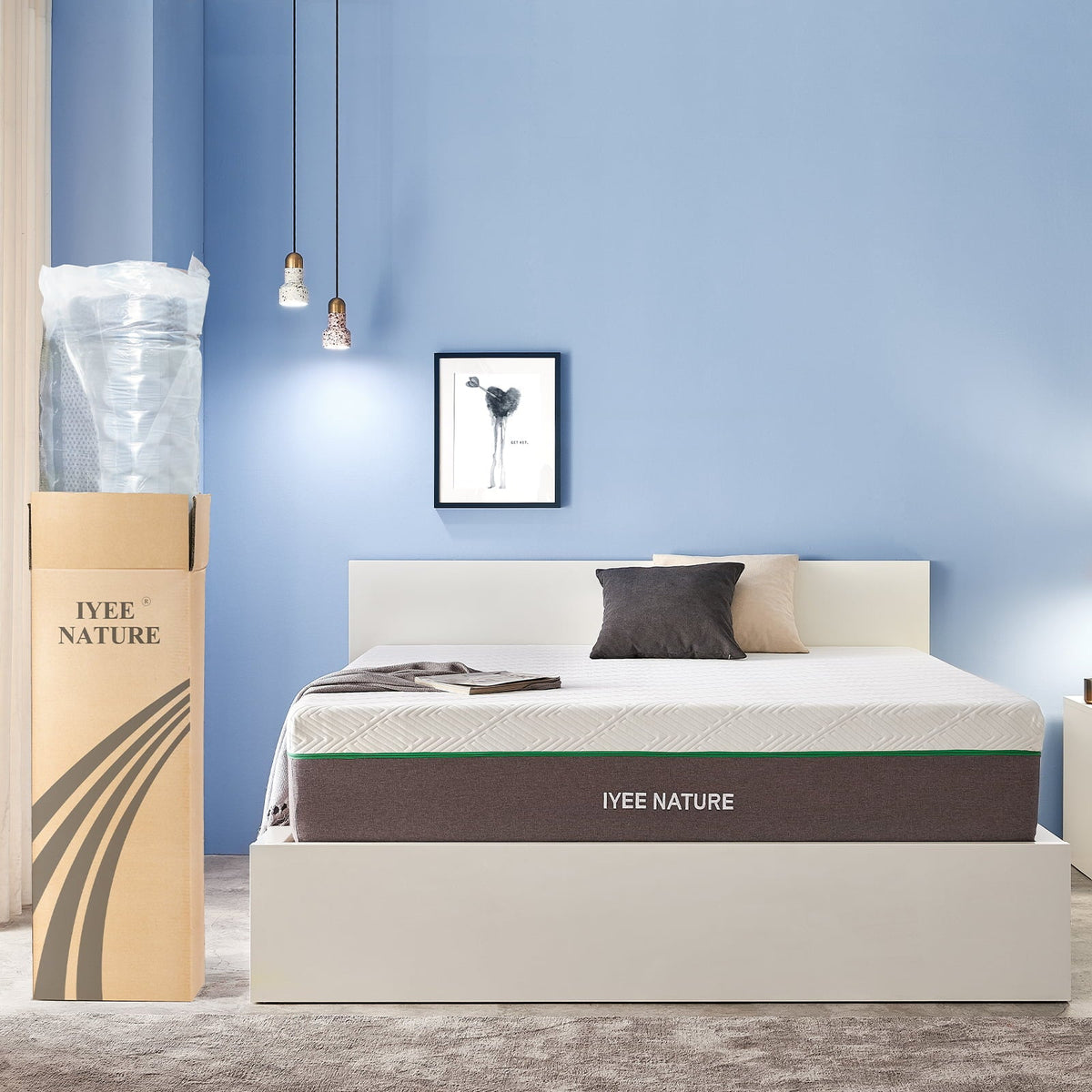 Size Mattress. 12 Inch Iyee Nature Cooling-Gel Memory Foam Mattress Bed in a Box