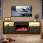 71-Inch TV Stand for 75-Inch TVs with LED Fireplace and Storage Cabinet