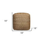 HomeRoots 18-Inch Natural Jute Woven Cube Pouf Ottoman