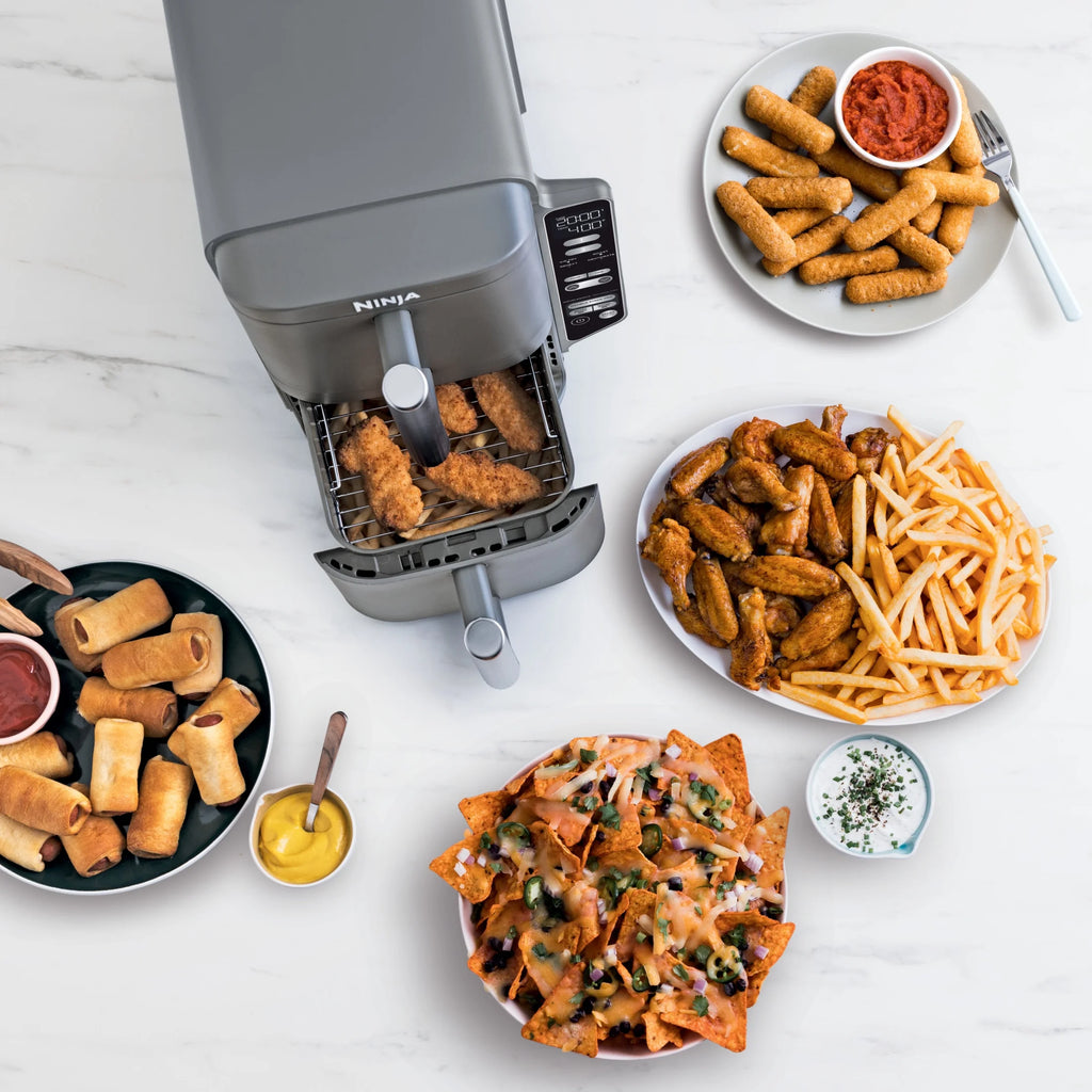 Ninja Doublestack XL 2 - Basket Air Fryer, Doublestack Technology Cooks 4 Foods at Once, Space Saving Design, 10 QT, 4 - in - 1, Smart Finish & Match Cook, SL400