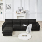 126W Large L-Shaped Corduroy Sofa with USB Charging Port
