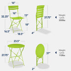 Best Choice Products 3-Piece Small Bistro Set, Folding Patio Furniture Set of 2 Chairs and Table - Black