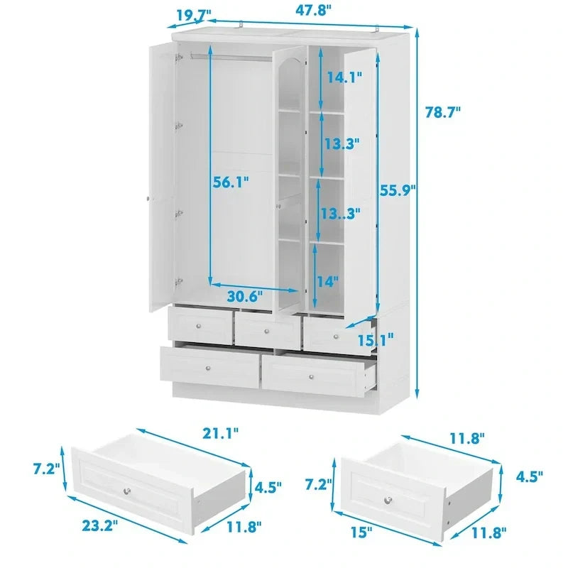 78.7H Combo Twin Wardrobe Set: Stylish and Functional Armoires for Your Closet