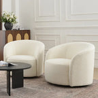 Set of 2 KINWELL 34-Inch Wide Upholstered Swivel Barrel Chairs