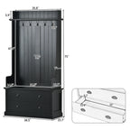 Hall Tree with Upholstered Bench and Coat Rack, Entryway Bench with 3 Hooks, 3 Open Shelves, 2 Drawers & Storage Cabinets, Mudroom Bench with Storage and Hooks for Foyer, Entry Way, Hallway (Beige)