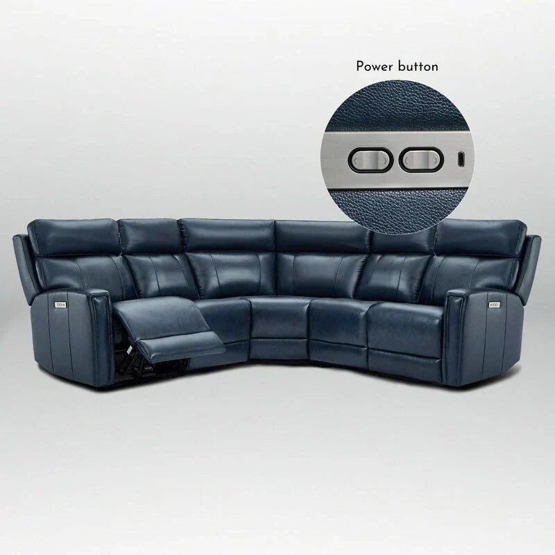 104" 3-Color Genuine Leather Power Reclining Sectional Sofa with Zero Gravity Feature, USB & USB-C Ports, and 2 Stationary Armless Chairs