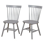 Set of 2 Spindle Back Dining Chairs Solid Rubberwood Farmhouse Style