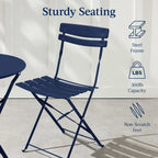 Best Choice Products 3-Piece Small Bistro Set, Folding Patio Furniture Set of 2 Chairs and Table - Black