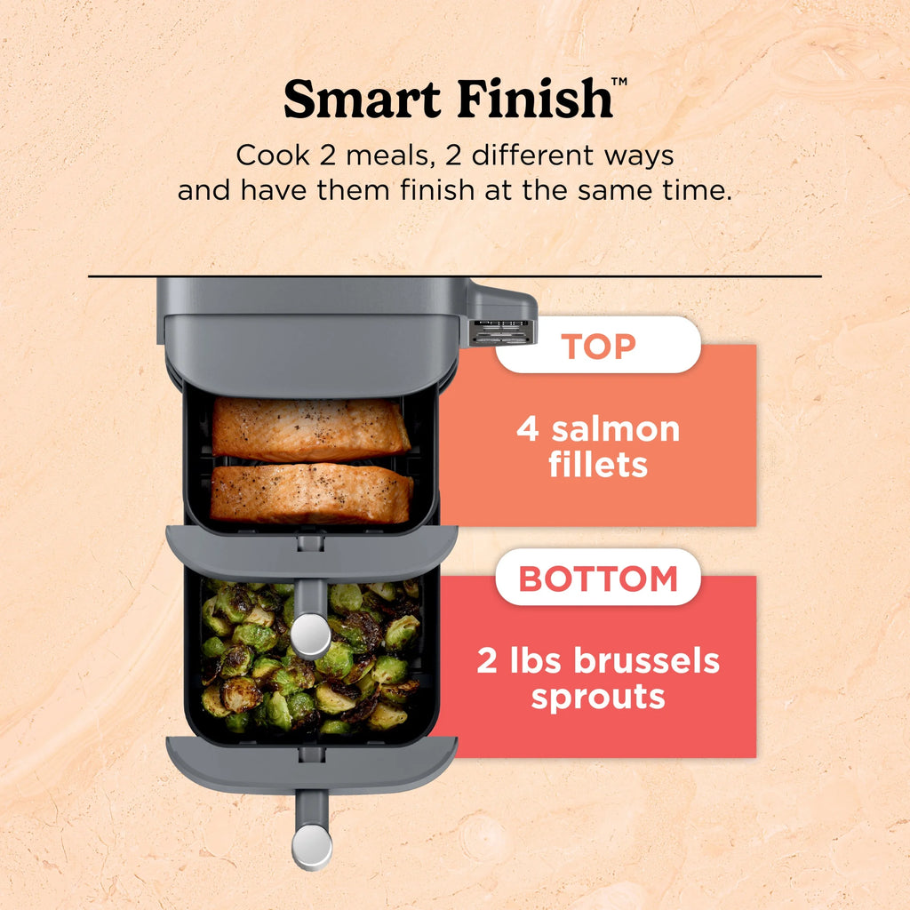 Ninja Doublestack XL 2 - Basket Air Fryer, Doublestack Technology Cooks 4 Foods at Once, Space Saving Design, 10 QT, 4 - in - 1, Smart Finish & Match Cook, SL400