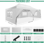 COBIZI 10x20 Heavy Duty Pop up Canopy Tent with 6 sidewalls Easy Up Commercial Outdoor Canopy Wedding Party Tents for Parties All Season Wind & Waterproof Gazebo with Roller Bag,Black(Frame Thickened)