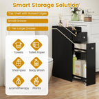 Tangkula Small Bathroom Storage Cabinet 4-Tier with Slide Out Drawers on Casters