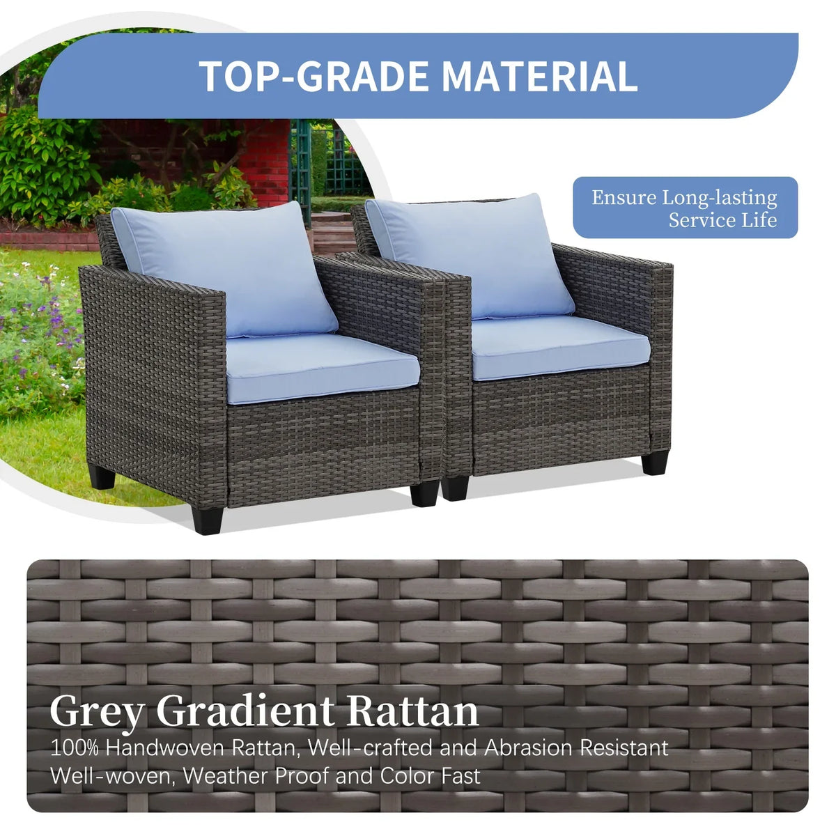 Ainfox 7 Pcs Outdoor Patio Furniture Sofa Set on Sale, Grey Rattan Grey Cushion