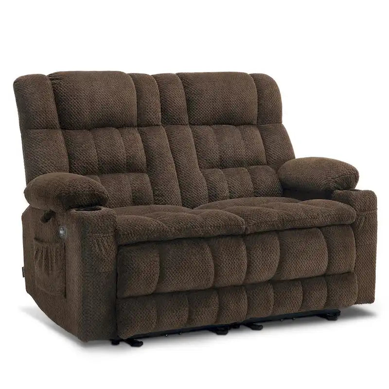 MCombo Power Loveseat Recliner, Electric Reclining Loveseat Sofa with Heat and Vibration, Cupholders, USB Charge Ports RS6314