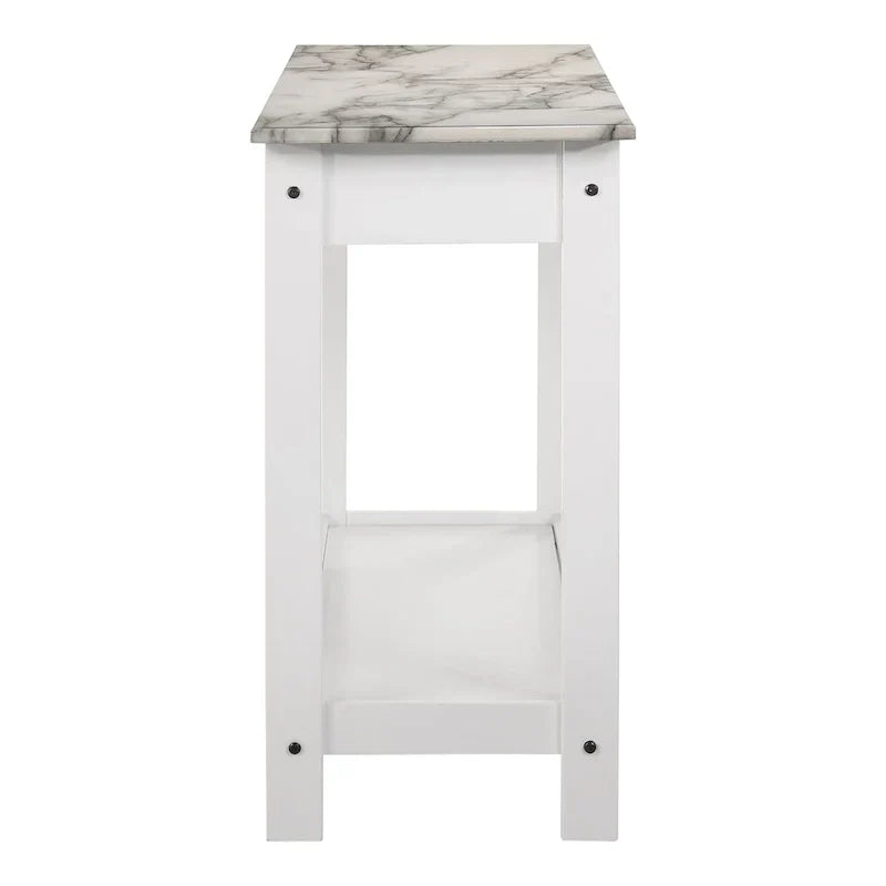 Denhour DH BASIC 4-Piece Open-Shelf Coffee Table Set with Drawer in Transitional Rubberwood