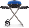 Napoleon Travelq 285X 1 - Burner Portable Propane Gas Grill in Blue with Scissor Cart