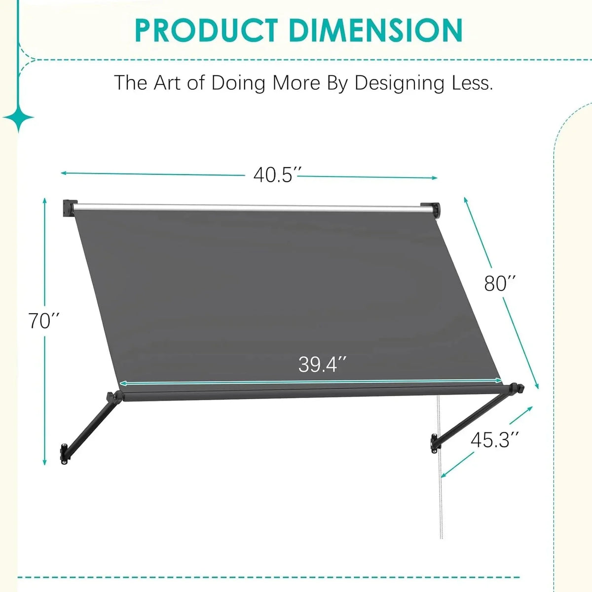 AECOJOY Retractable Awning, 40"x80" Manual Outdoor Awnings for Door Entrance, Sun Shade Canopy