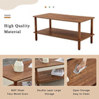 39-Inch Coffee Table with Two-Tier Design and Rubberwood Legs