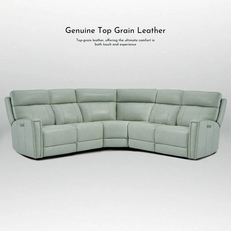 104" 3-Color Genuine Leather Power Reclining Sectional Sofa with Zero Gravity Feature, USB & USB-C Ports, and 2 Stationary Armless Chairs