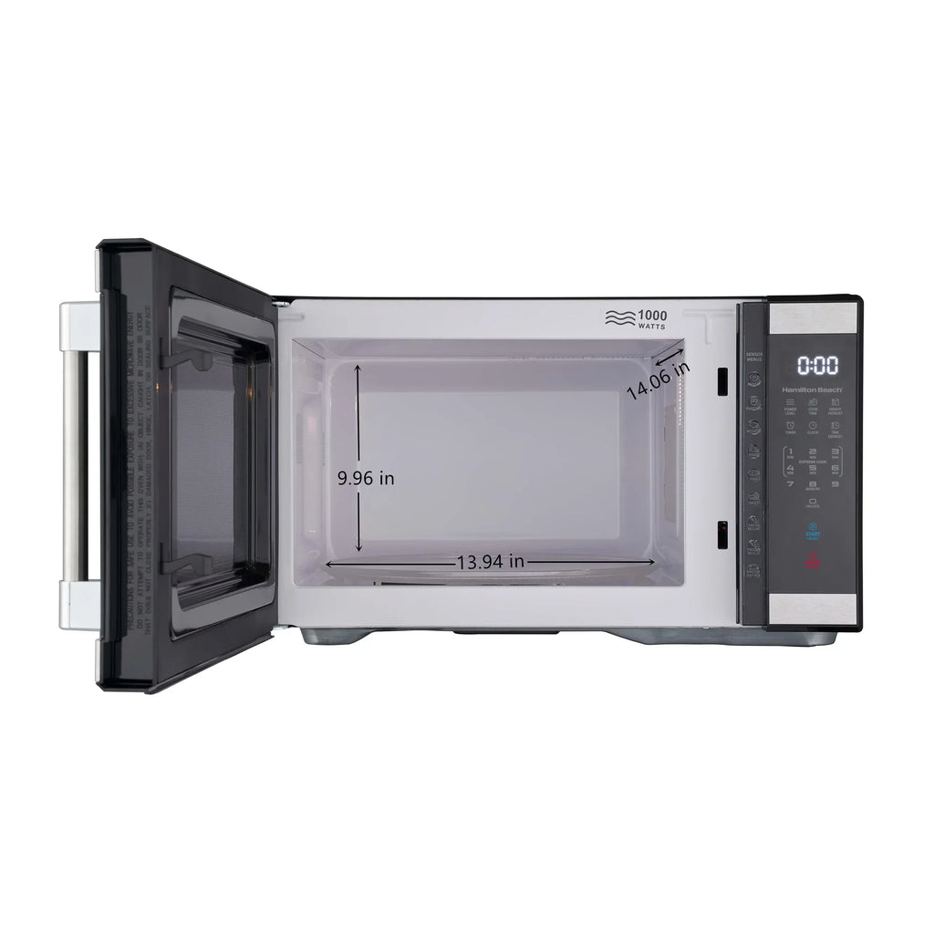 Hamilton Beach 1.1 cu ft Countertop Microwave Oven, Black and Stainless Steel