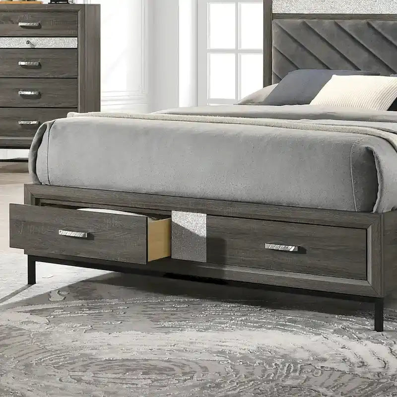 Contemporary Grey 6-Piece Platform Bedroom Set by Furniture of America - Heinisk Collection