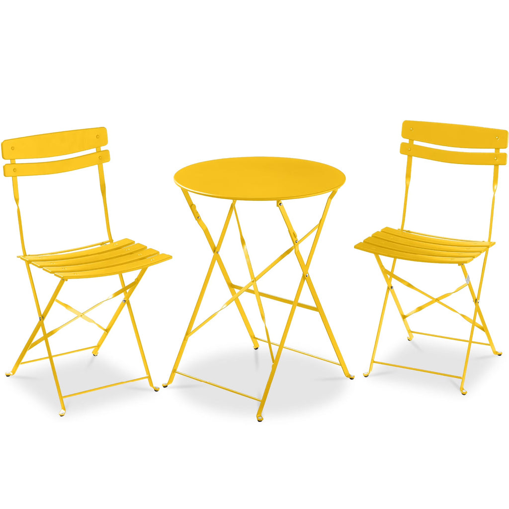 Best Choice Products 3-Piece Small Bistro Set, Folding Patio Furniture Set of 2 Chairs and Table - Black
