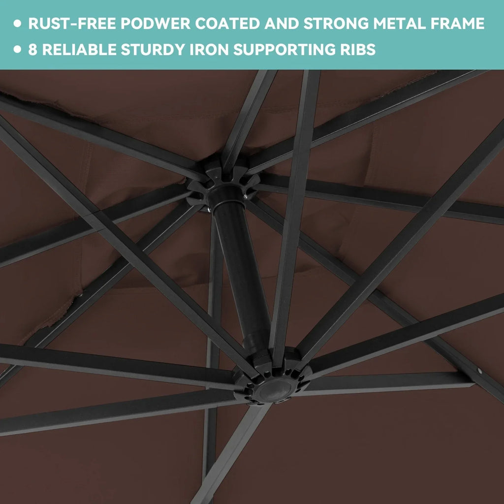 JUSTLET 10ft Heavy Duty Patio Hanging Offset Cantilever Patio Umbrella W/ 4-Piece Base Included Included, Beige