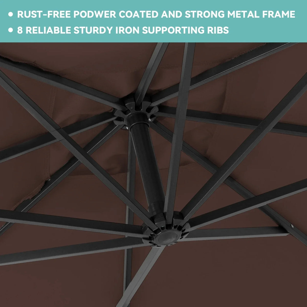 JUSTLET 10ft Heavy Duty Patio Hanging Offset Cantilever Patio Umbrella W/ 4-Piece Base Included Included, Beige