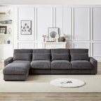 126W Large L-Shaped Corduroy Sofa with USB Charging Port