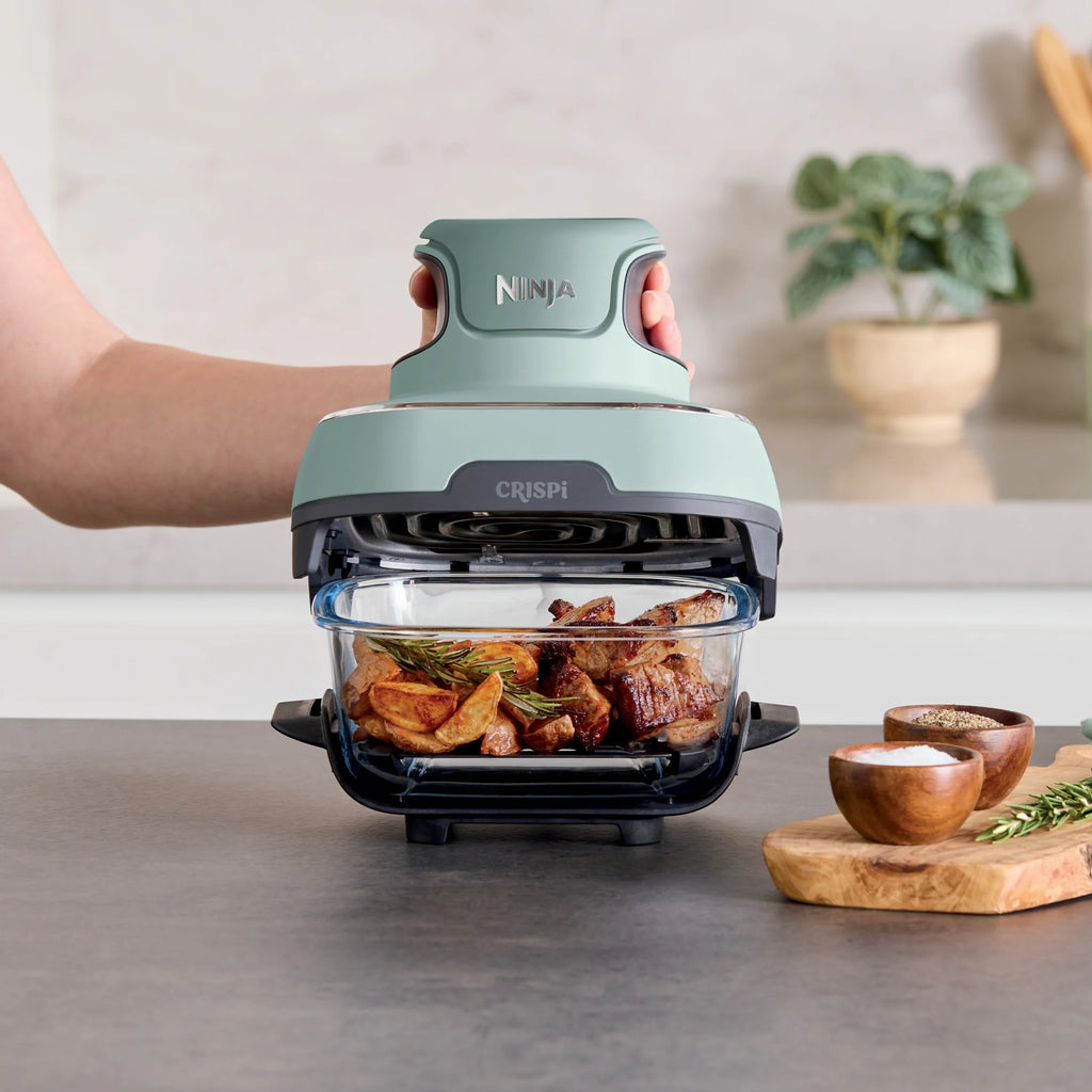 Ninja Crispi 4 - in - 1 Portable Glass Air Fryer Cooking System, 4 - Qt & 6 - Cup Containers, Cyberspace