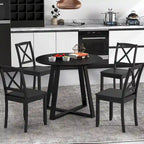 Gymax 36-Inch Round Solid Wood Dining Table for 4 with Pedestal Base