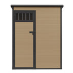 Modfusion 4.62.66.3 Ft Resin Storage Shed with Window, Floor, Plastic Roof, Storage Cabinets for Brooms Vacuum Cleaners Fits 65 to 68 in, Winter Gear Box, Black