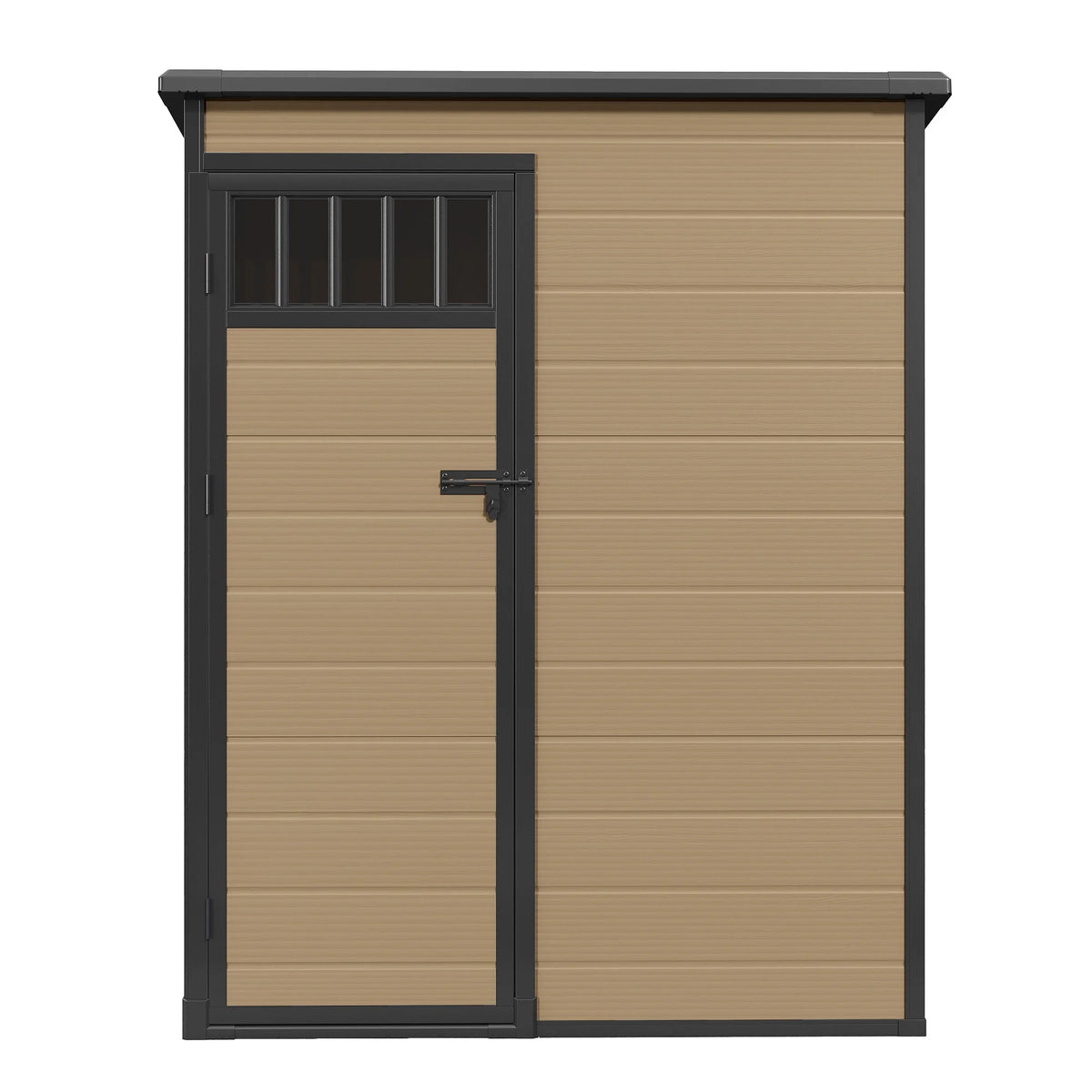 Modfusion 4.62.66.3 Ft Resin Storage Shed with Window, Floor, Plastic Roof, Storage Cabinets for Brooms Vacuum Cleaners Fits 65 to 68 in, Winter Gear Box, Black