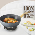 Kitchen Academy Induction Cookware Sets - 12 Piece Green Cooking Pan Set, Granite Nonstick Pots and Pans Set